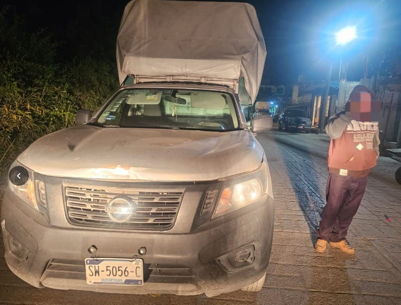Policía Municipal recupera camioneta robada en Tenango de las Flores