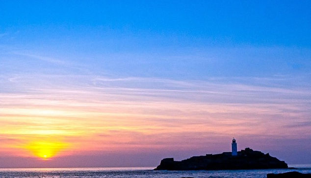 Godrevy Lighthouse at sunset