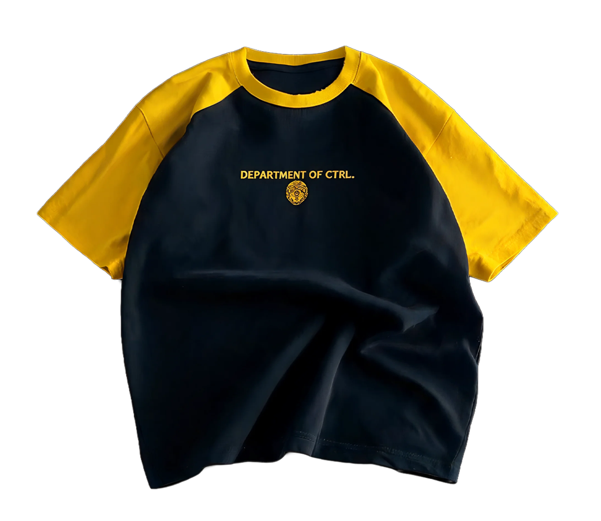Blue/yellow Raglan sleeve T-shirt