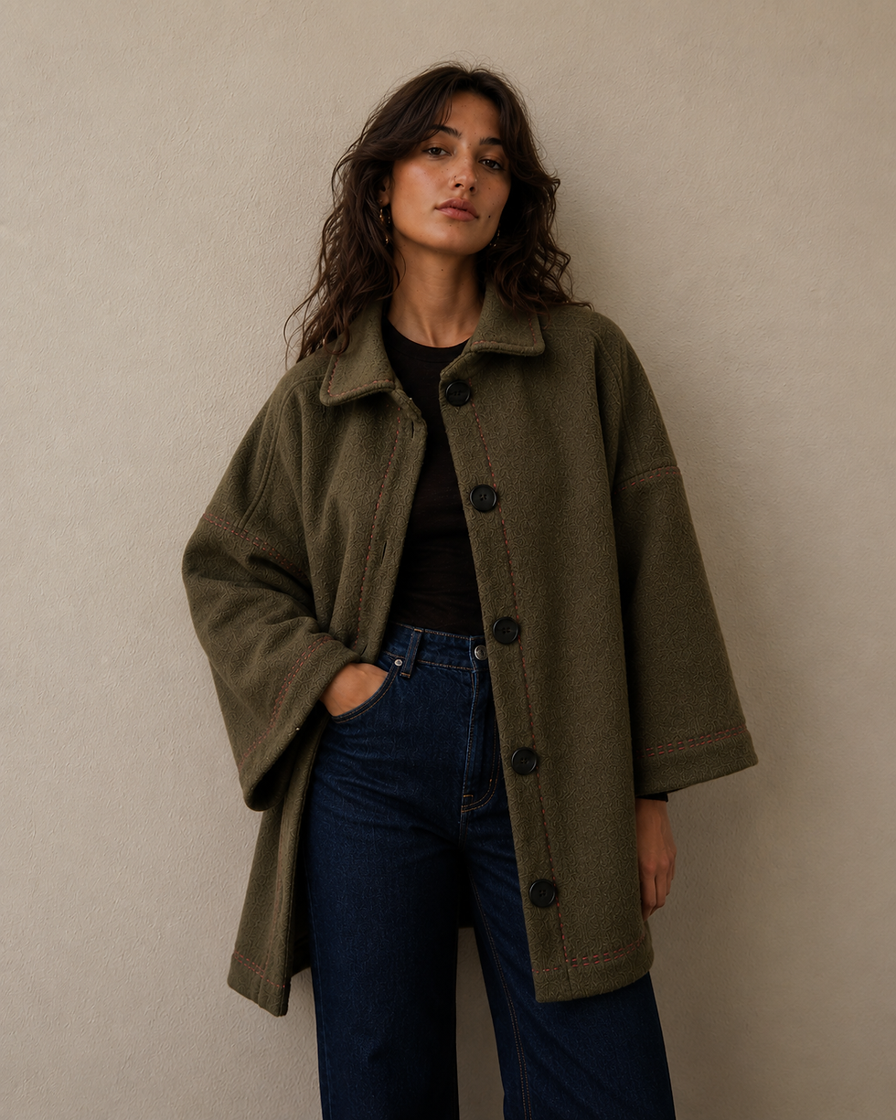 Modern oversized coat sewing pattern for women with photo instructions, printable PDF in A4, US Letter and A0