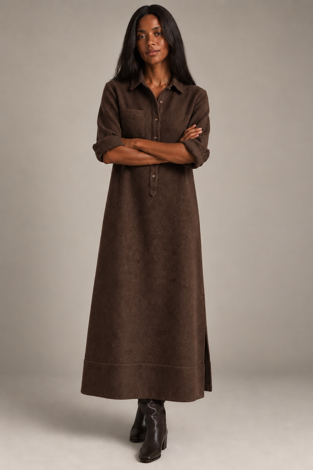 Maxi Shirt Dress Sewing Pattern Long Sleeve Dress Pattern Autumn Outfit