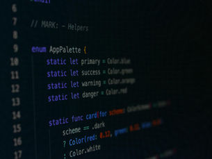 Macro photography of color palette code in a programming environment.