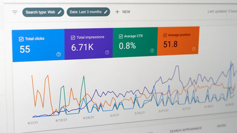A/B testing analytics dashboard on a screen.