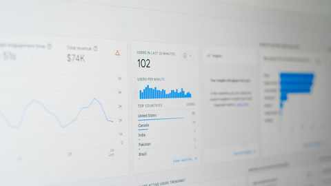 Data analysis dashboard on a screen.