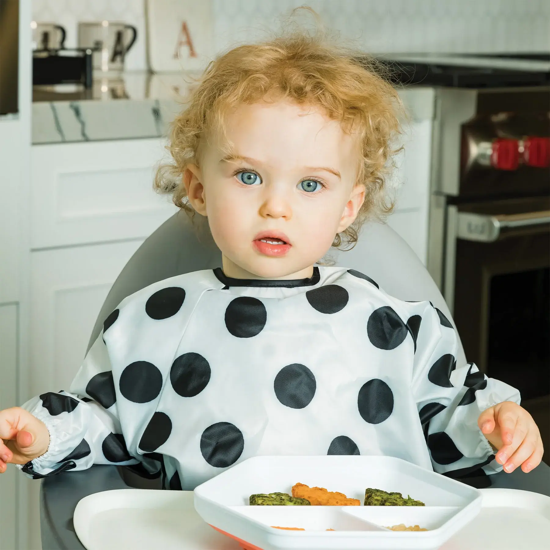 Mess-proof Full Sleeve Bib- Polka Dot