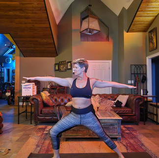 JJ Royer poses in Warrior 2 during her 30 day yoga challenge.