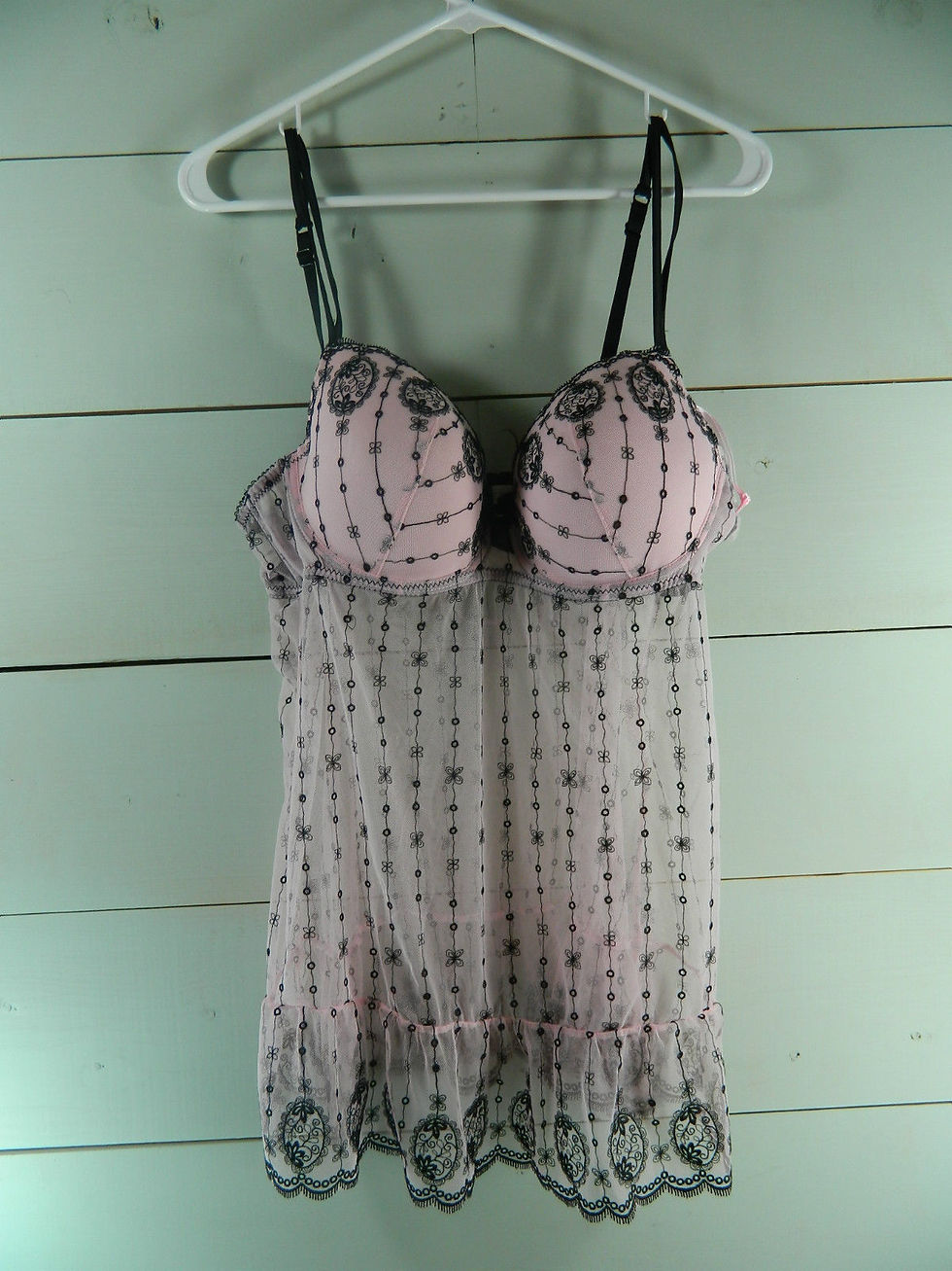 Thumbnail: Pink & Black Be Wicked 2 Piece Babydoll Nightie BW 1422