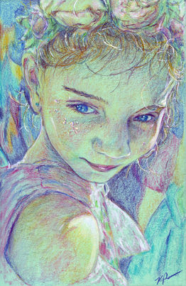 colored pencil portrait of a girl