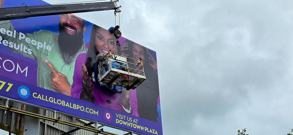 Full color UV-coated banner wrap with UV-protected 3-dimensional , pop-out elements