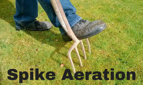 Spike aeration pokes holes in soil.