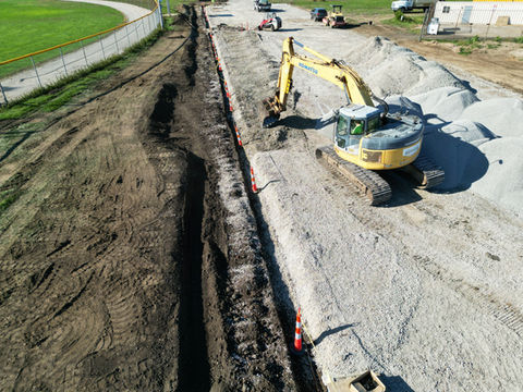 drainage and ground preparations for a sidewalk