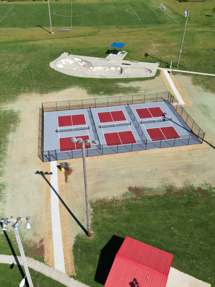 aerial view of new pickleball courts
