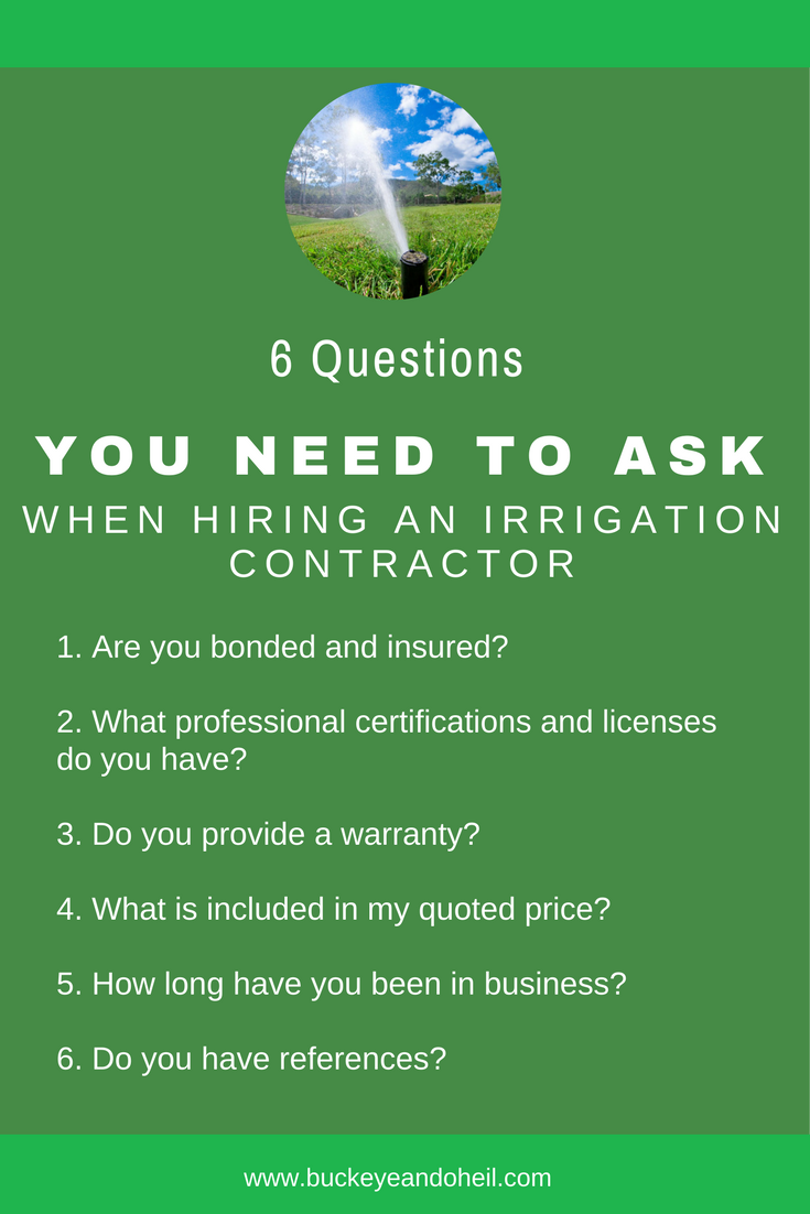 6 questions you need to ask when hiring an irrigation contractor in Dayton, Ohio.