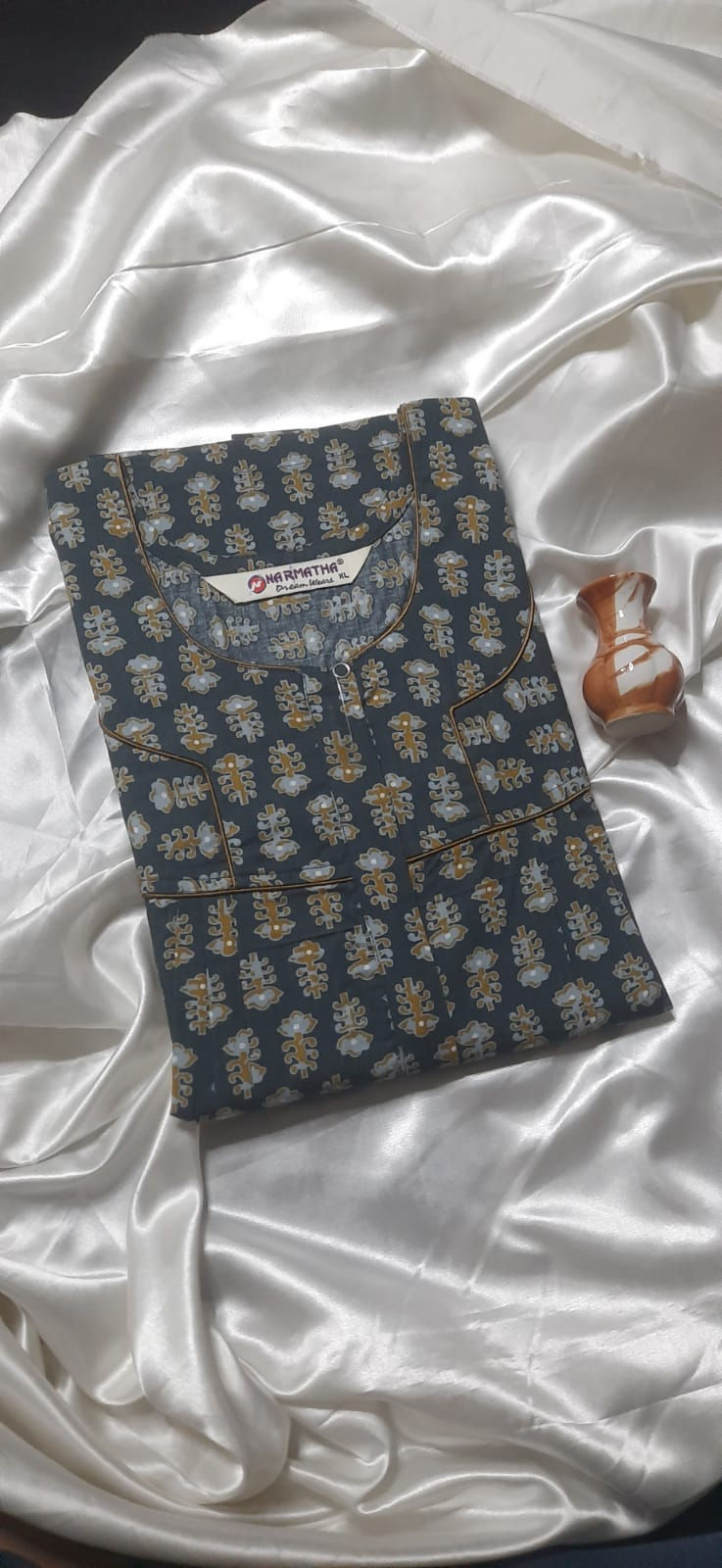 Spun (PV)Nighty - Pleated (Regular) - Half Sleeve - Mob Pocket-Comfort Wear