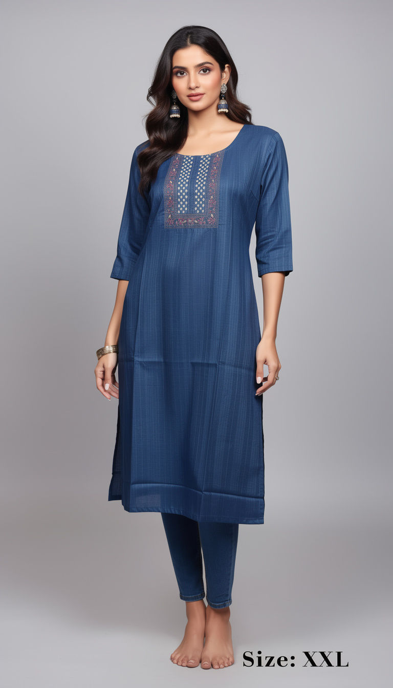202609-XXL -Offer Kurti- Side cut model-Office and collage wear.with lining 