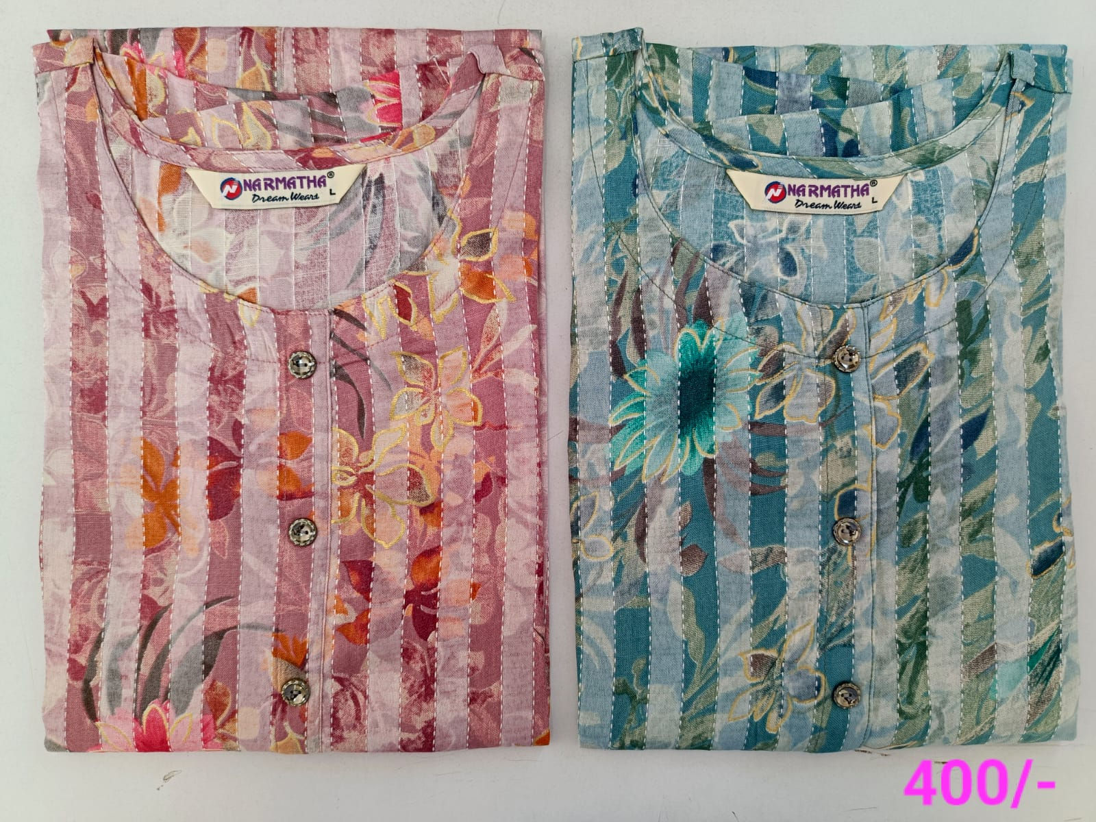 Narmatha Kurtis - Side Cut-Royan blend- 3/4th sleeve-Comfort Wear