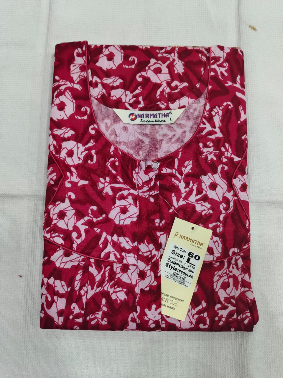 202607-L-Cotton Pleated Nighties-Mobile Pocket-Half Sleeve-Comfor Wear-Elegant