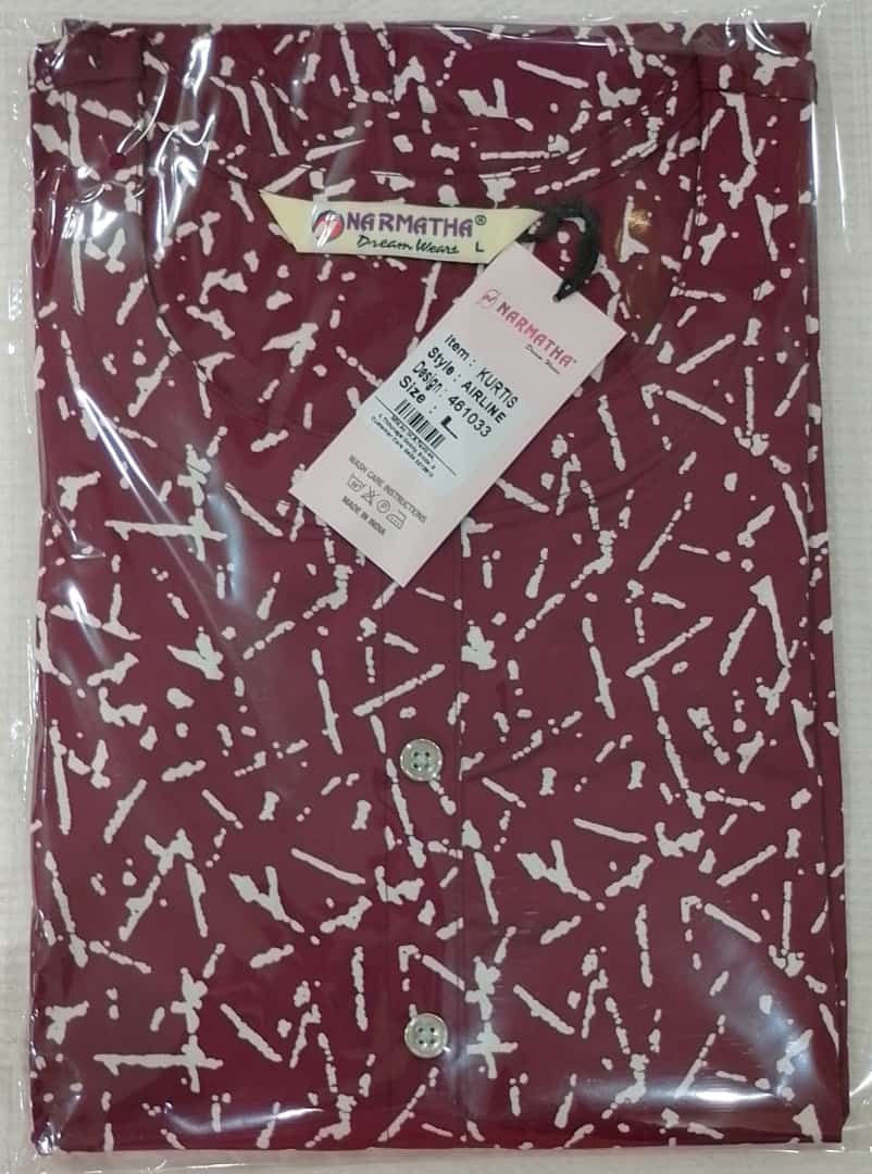 Narmatha- Ladies Kurtis - Side cut-Royan Blend-3/4th Hand-With Side Pocket