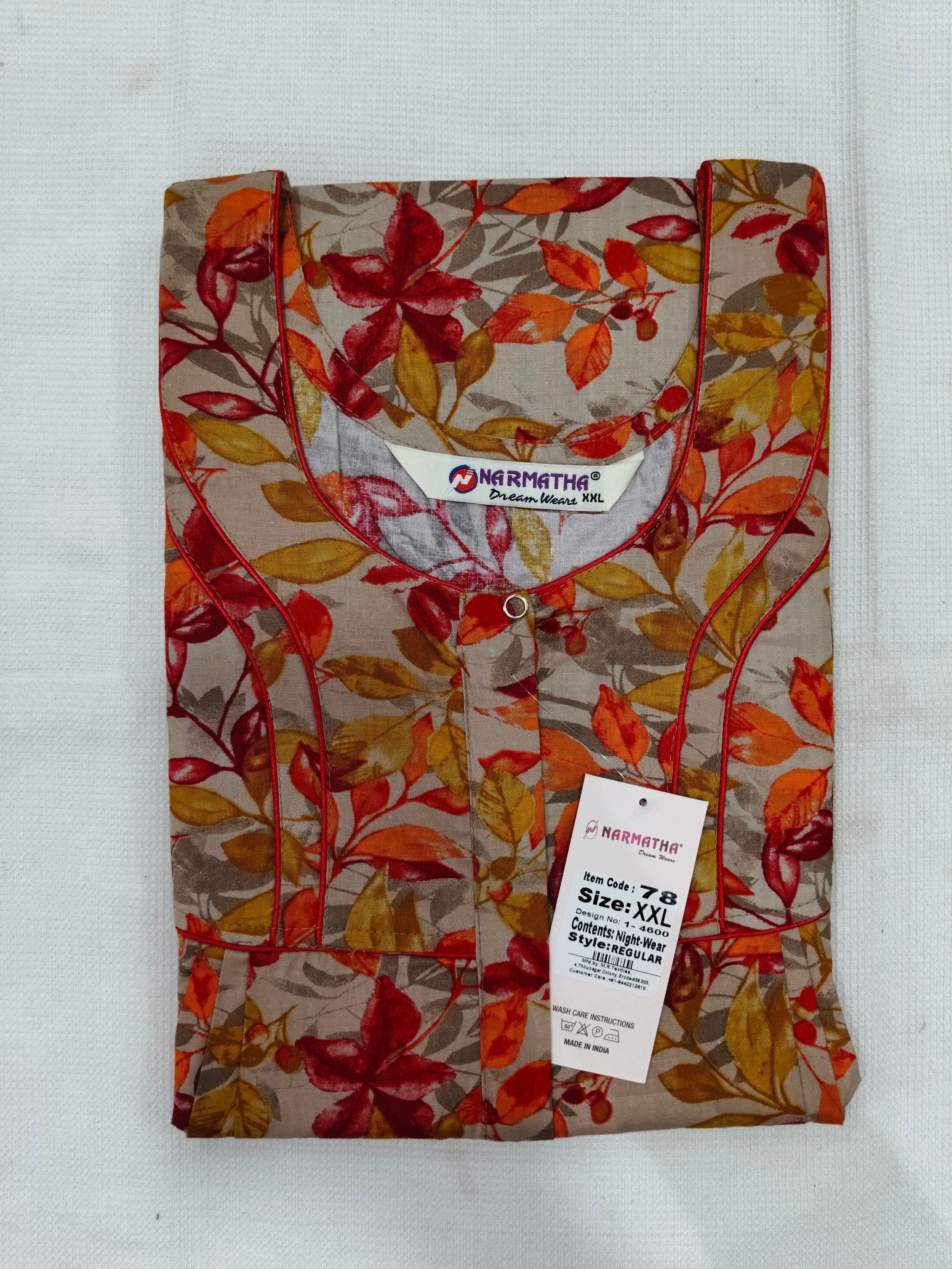 202512-Cotton Nighties-Regular-Pleated-Half Sleeve-With Mobile Pocket-Comfot wea