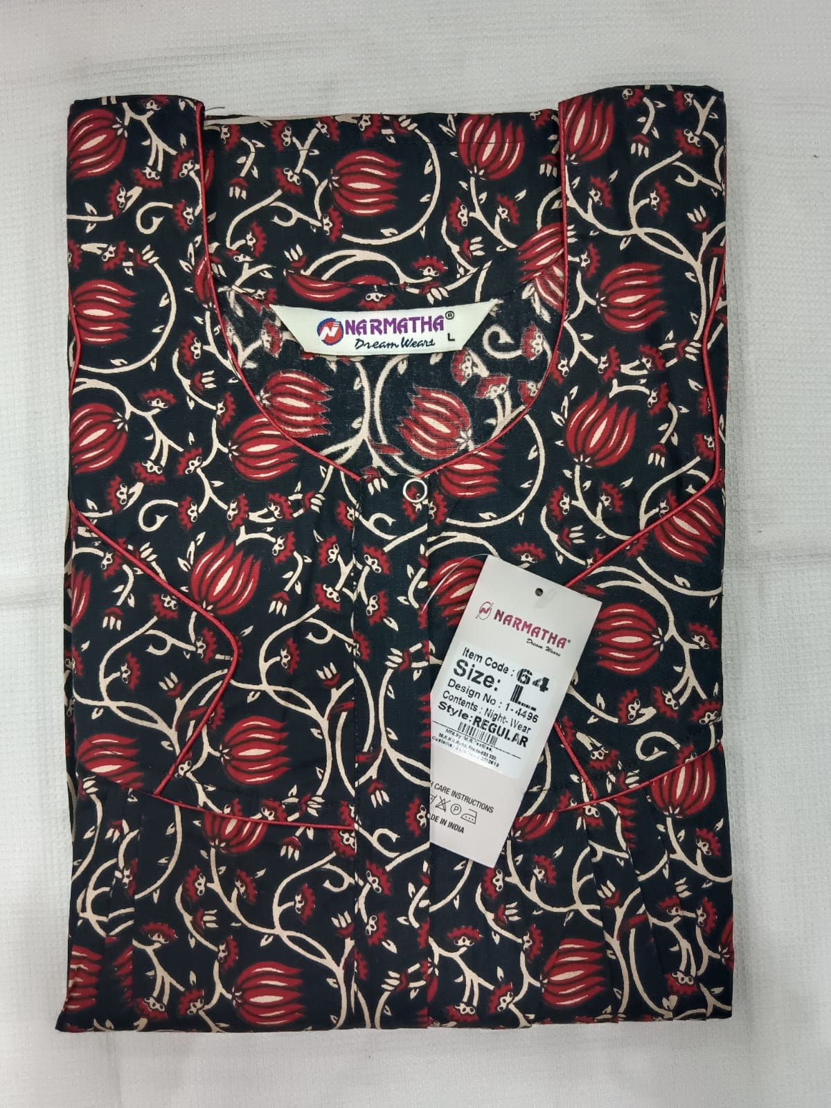 202605-L-Cotton Pleated Nighties-Mobile Pocket-Half Sleeve-Comfor Wear-Elegant