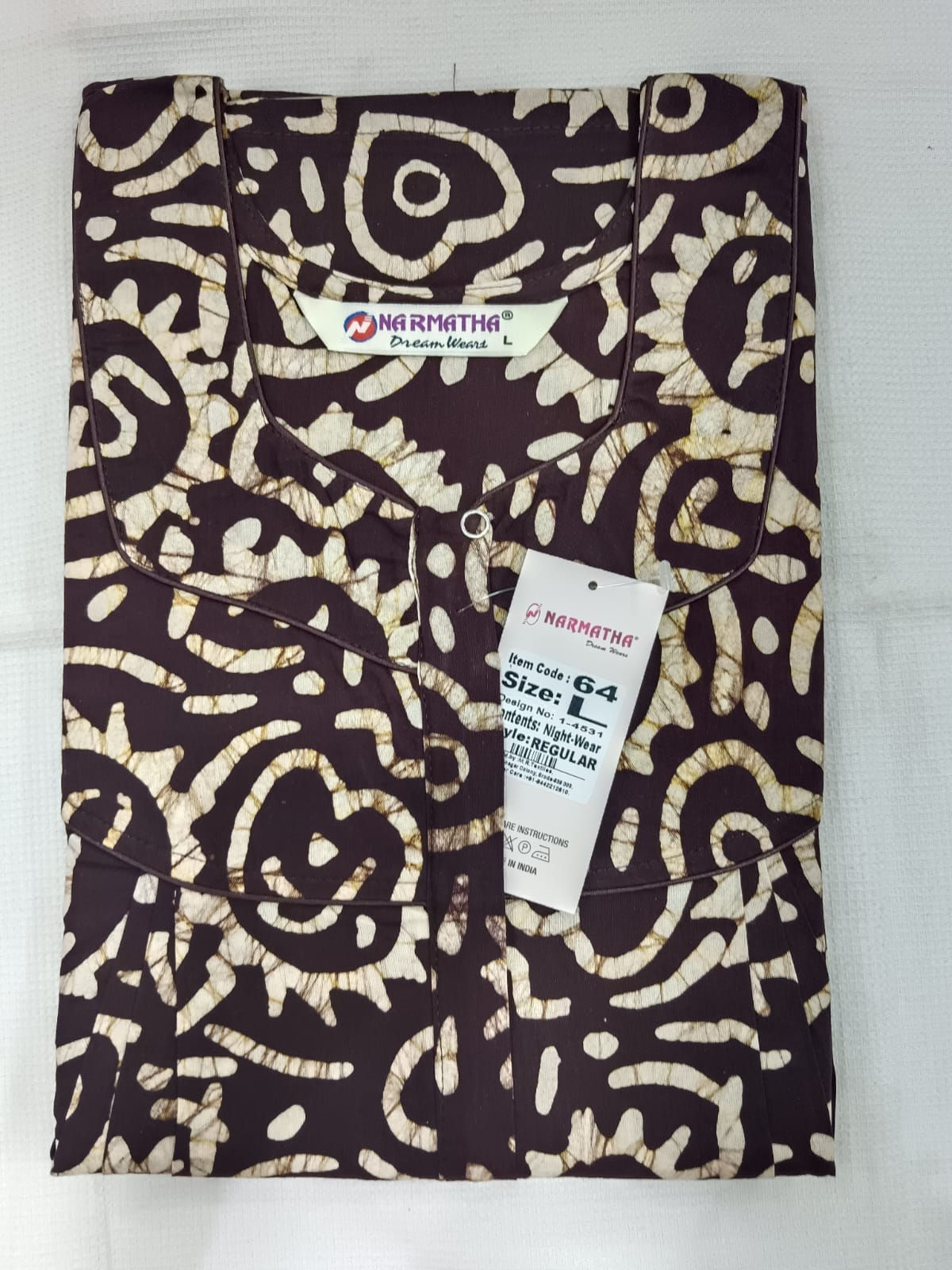 202605-L-Cotton Pleated Nighties-Mobile Pocket-Half Sleeve-Comfor Wear-Elegant
