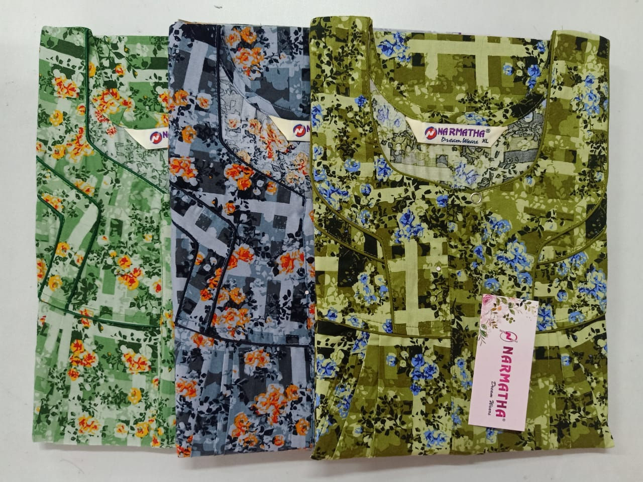 Cotton Nighty - Pleated (Regular) - Half Sleeve - Mob Pocket-Comfort Wear