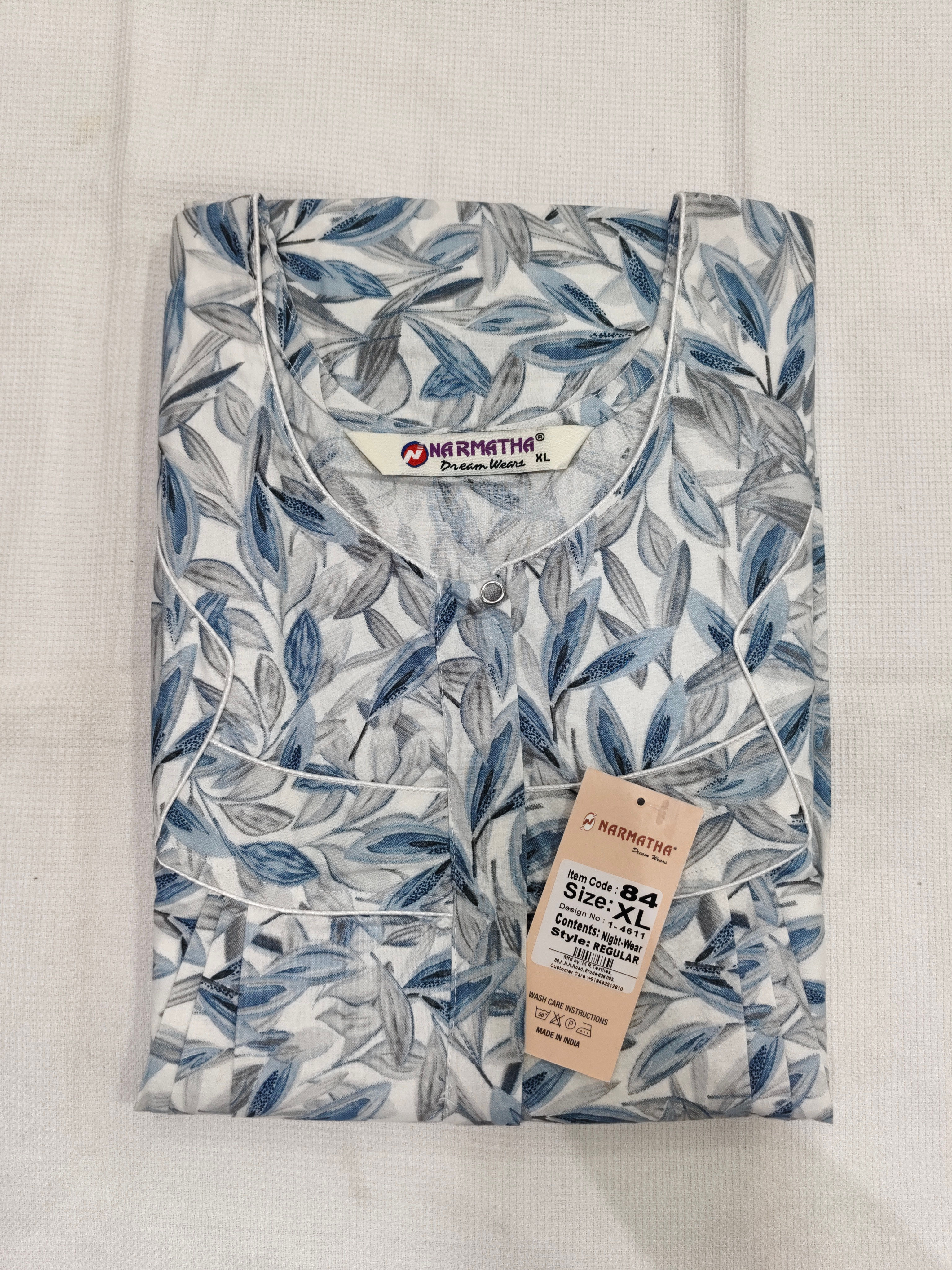 202512-Cotton Nighties-Regular-Pleated-Half Sleeve-With Mobile Pocket-Comfot wea