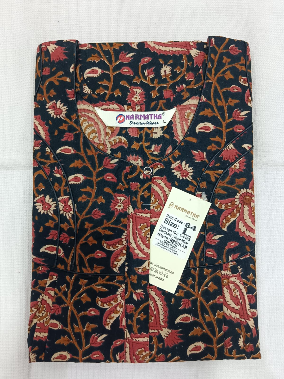 202605-L-Cotton Pleated Nighties-Mobile Pocket-Half Sleeve-Comfor Wear-Elegant