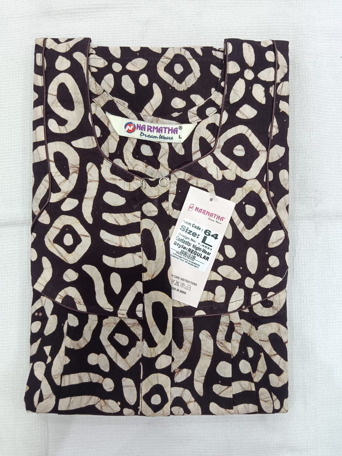202605-L-Cotton Pleated Nighties-Mobile Pocket-Half Sleeve-Comfor Wear-Elegant
