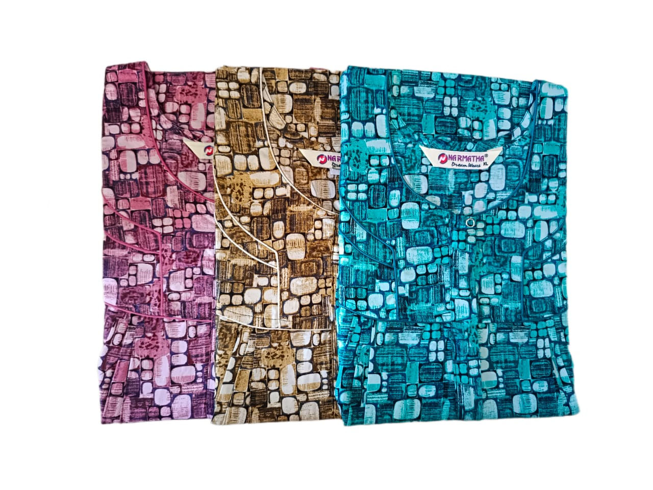 Cotton Nighties- Half Sleeve -With Mob Pocket- Comfort Wear-Elegant Print