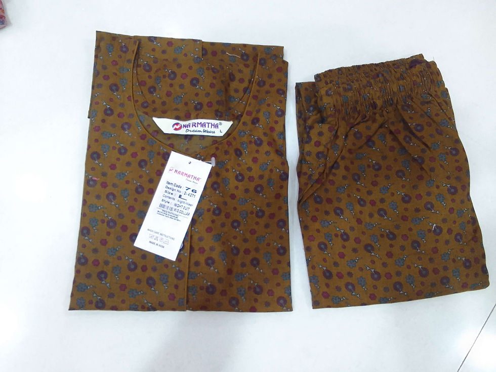 Spun(polyviscose) Nightsuit-collar& without collar-Elegant print -Comfort Wear