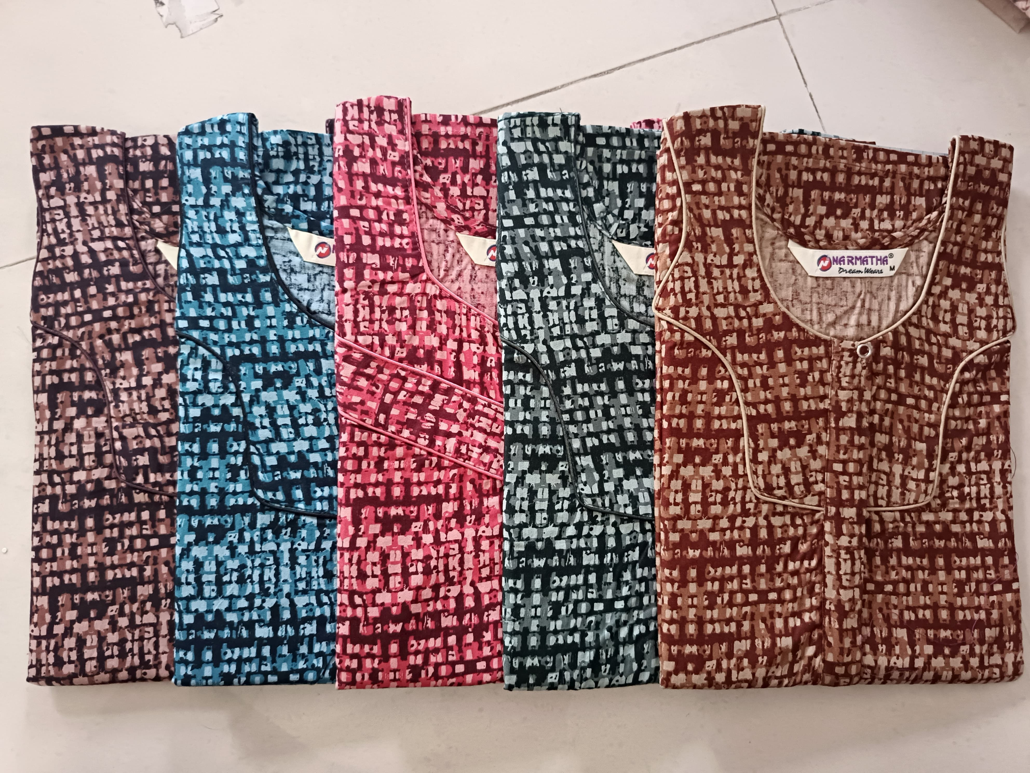 Cotton Nighties- Half Sleeve -With Mob Pocket- Comfort Wear-Elegant Print