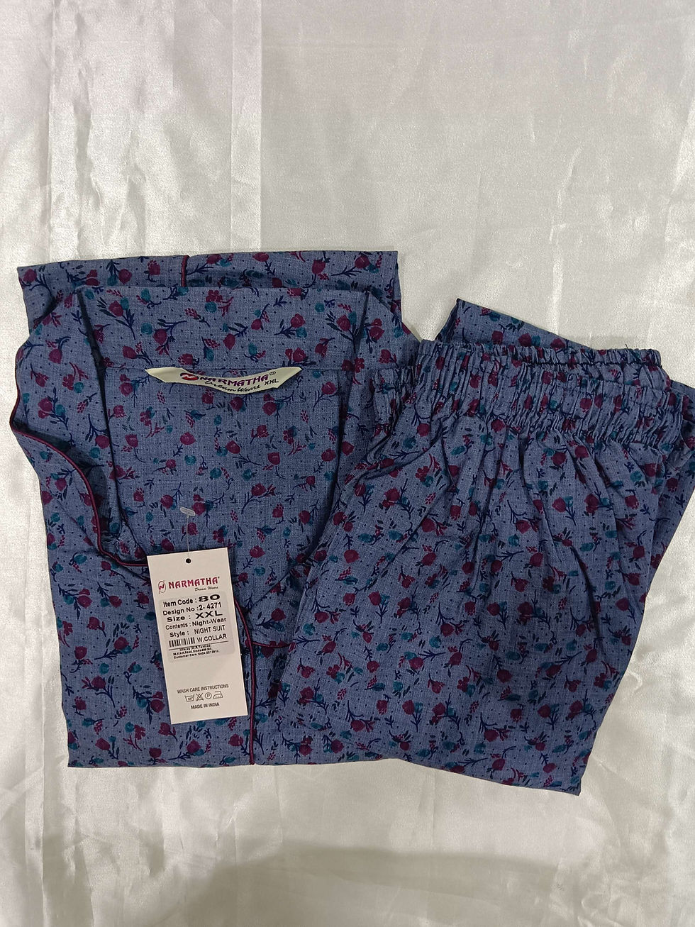 Spun(polyviscose) Nightsuit-collar& without collar-Elegant print -Comfort Wear