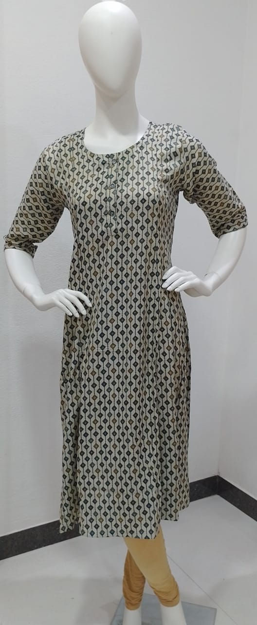 Umbrella Kurtis-3/4th Sleeve-With Mob Pocket-Rayon Blend