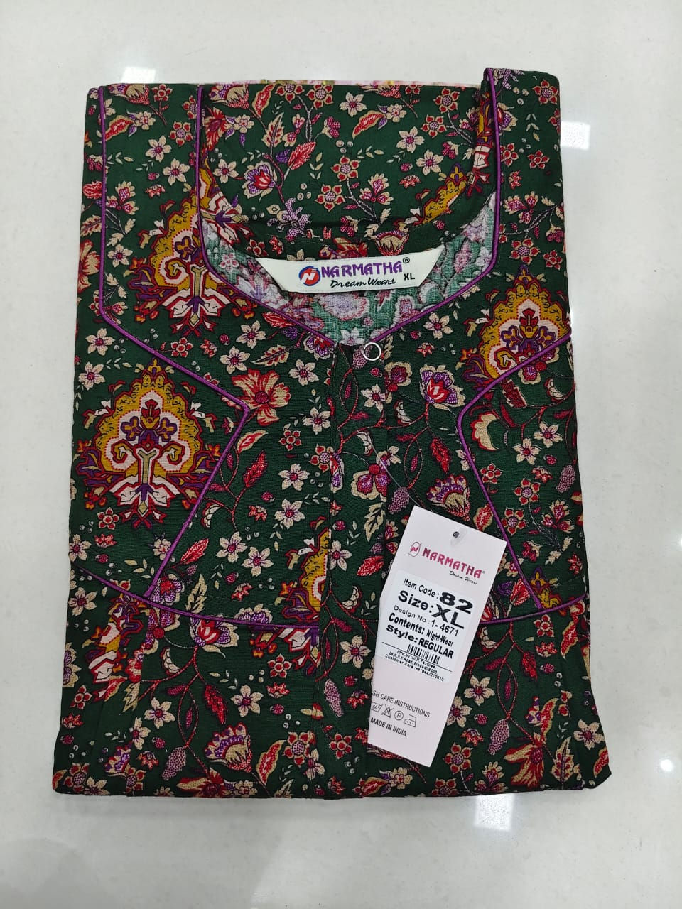 202604-XL-Cotton-Pleated-Half Sleeve-Mobile Pocket-Comfort Wear-Elegant Look