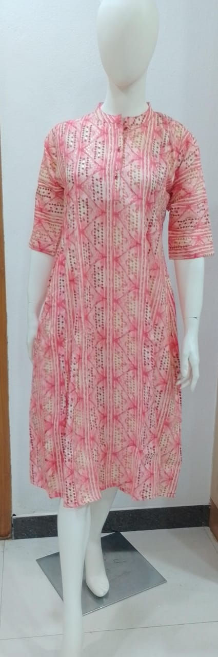 Umbrella Kurtis-3/4th Sleeve-With Mob Pocket-Rayon Blend