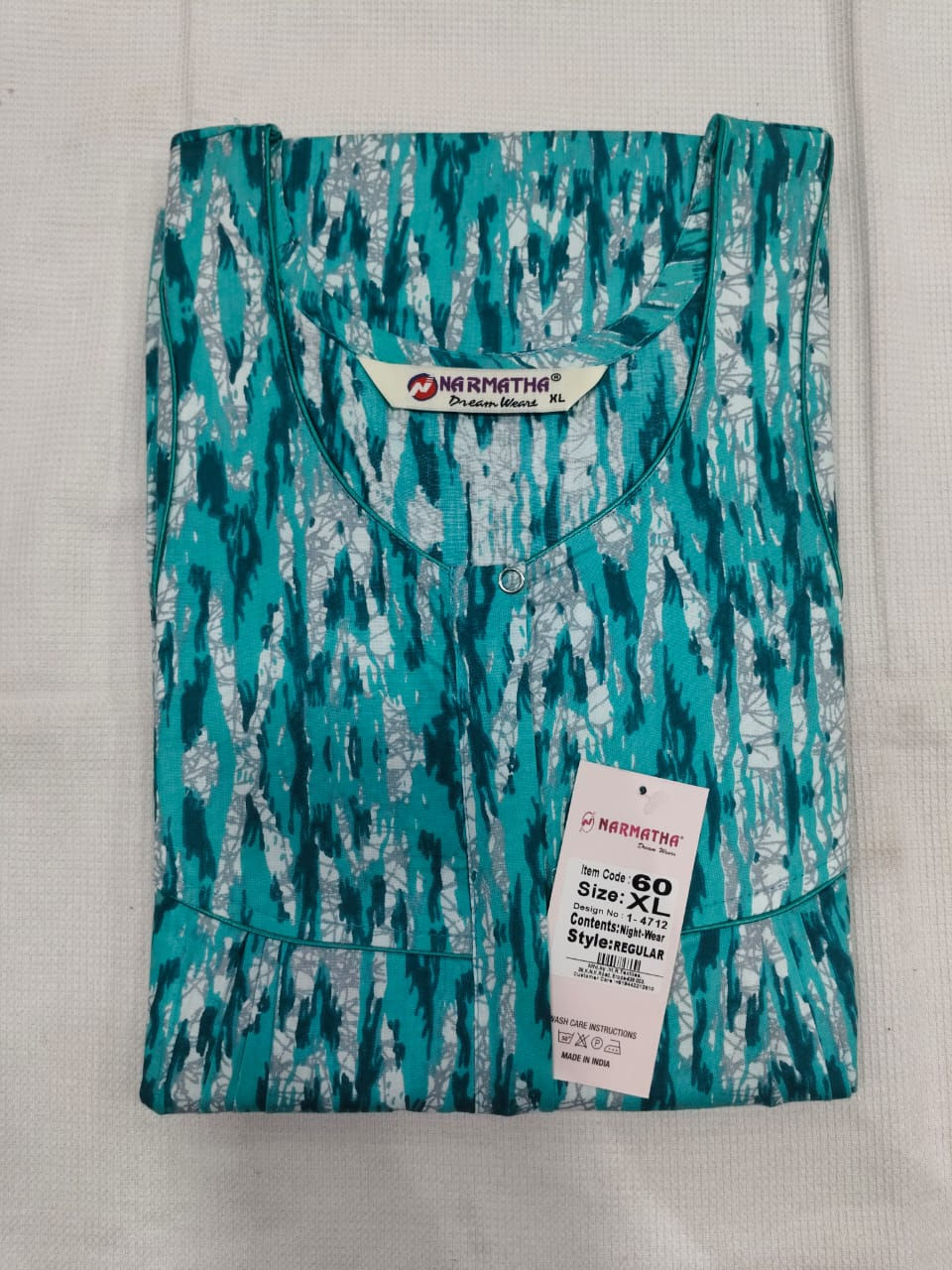 202607-XL-Cotton Pleated Nighties-Mobile Pocket-Half Sleeve-Comfor Wear-Elegant