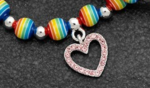 Thumbnail: Girls Psychedelic Heart / Star Silver Plated