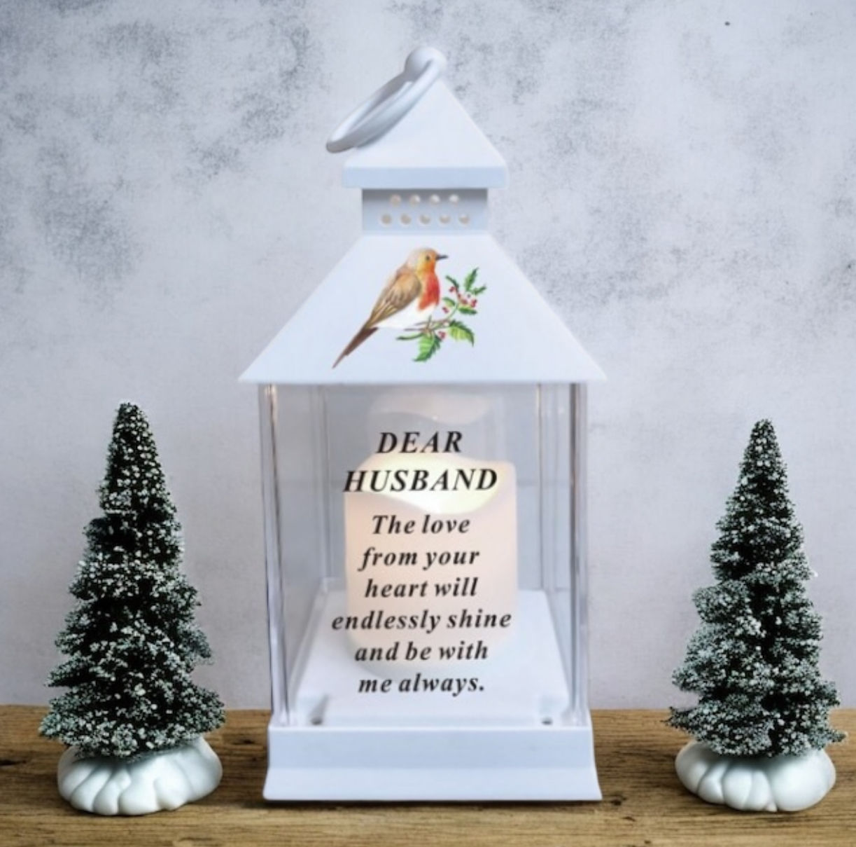 Husbsnd Robin Outdoor Memorial Lantern With Timer