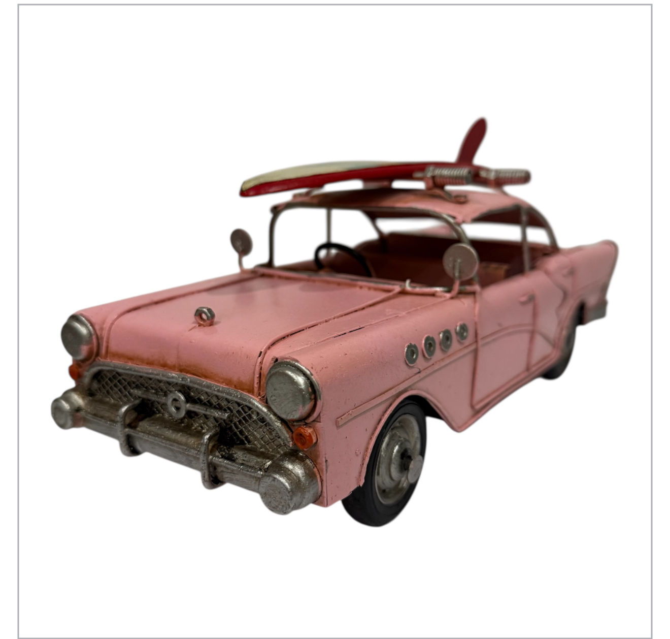 Pink American Car With Surfboard Tin Model 