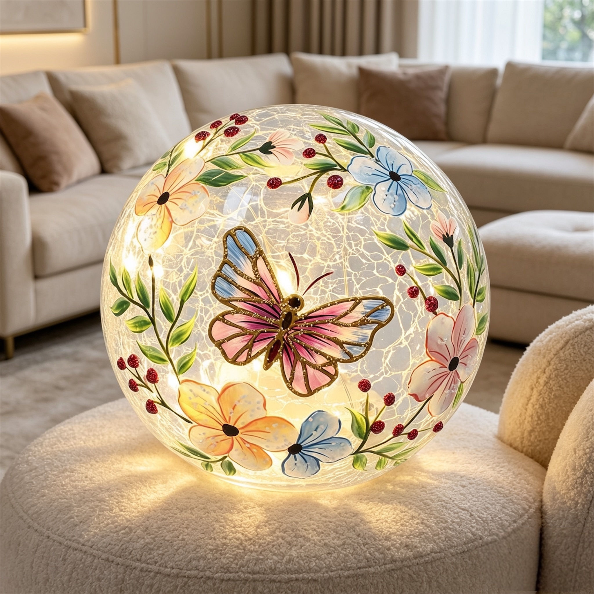 Crackle LED Ball Pretty Butterflies Small