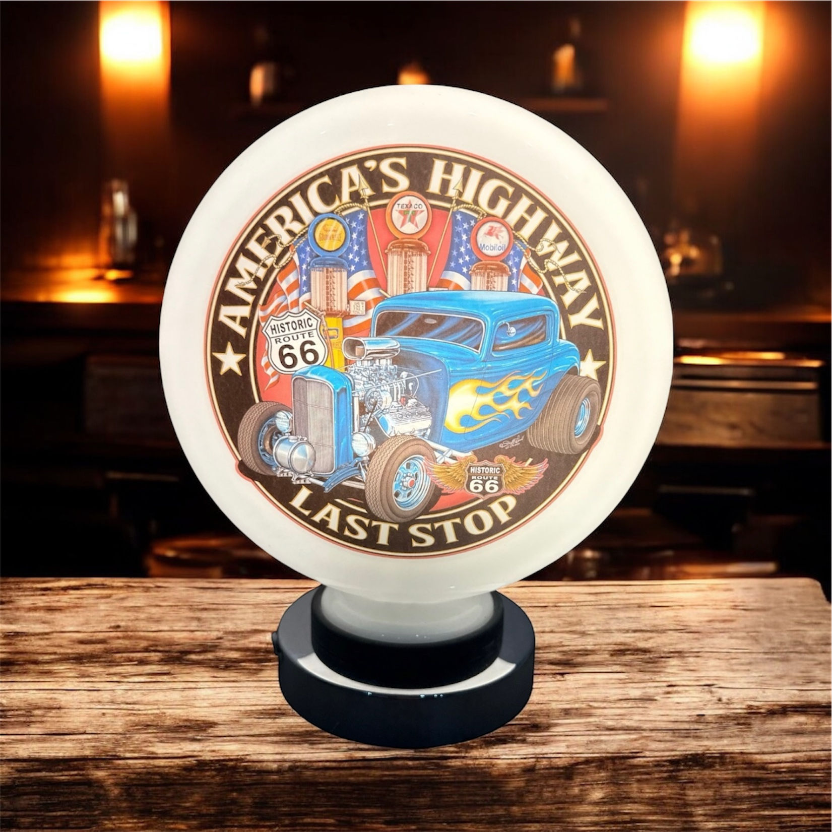 Hot Rod Gas Petrol Pump Globe with Alloy Base