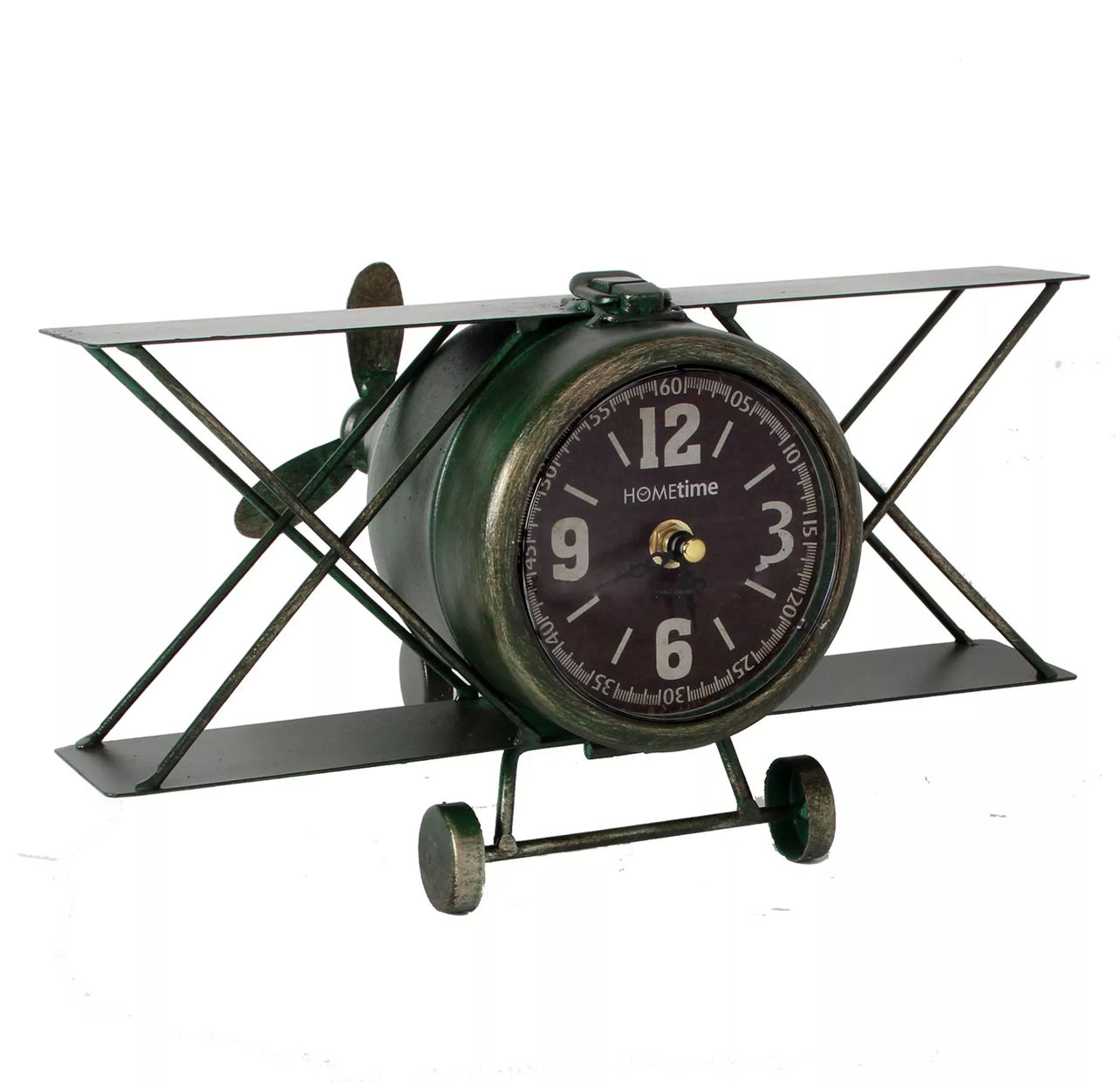Hometime Metal Mantel Clock - Aeroplane Arabic Dial  