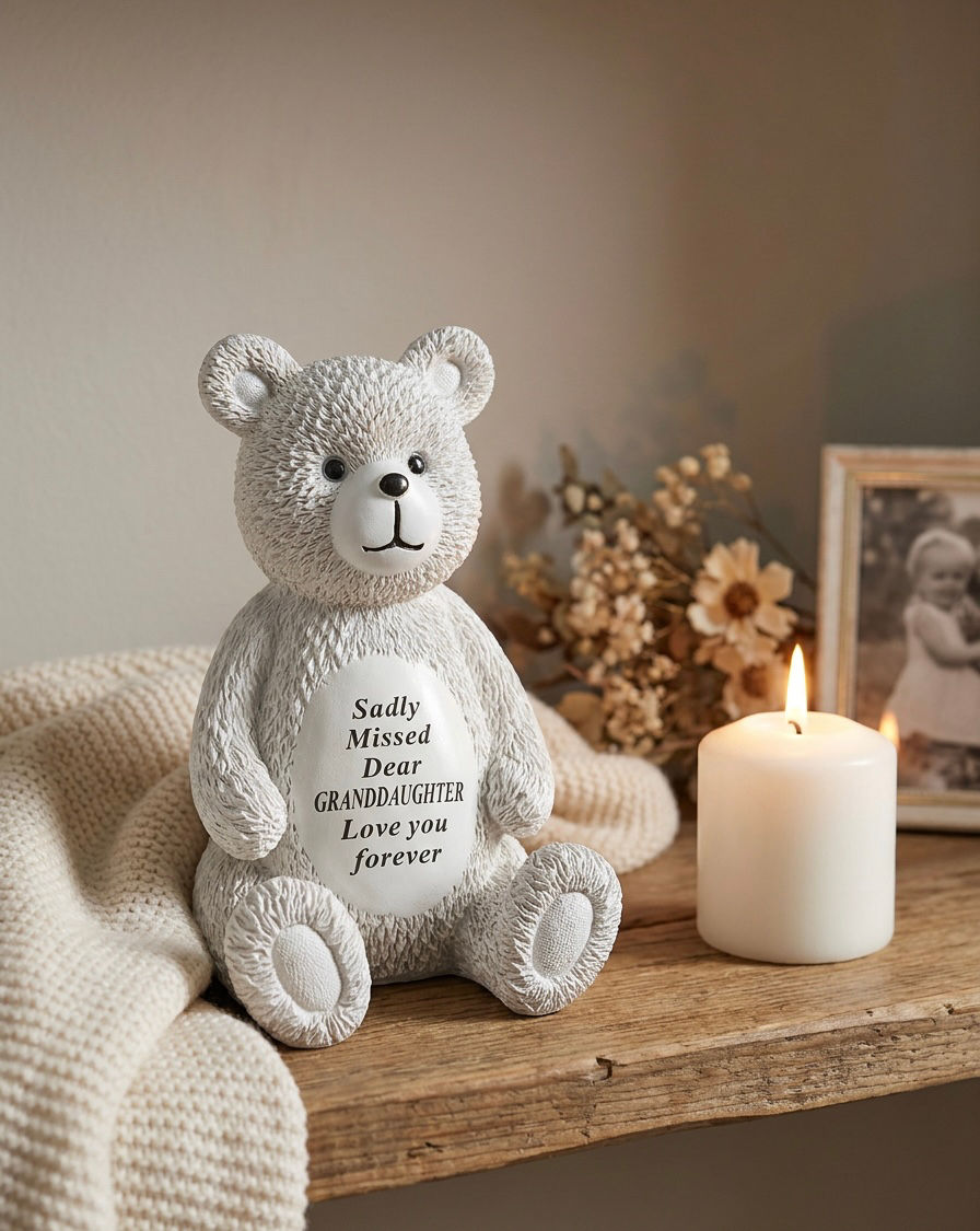 Sitting White Memorial Teddy Bear - Grandaughter