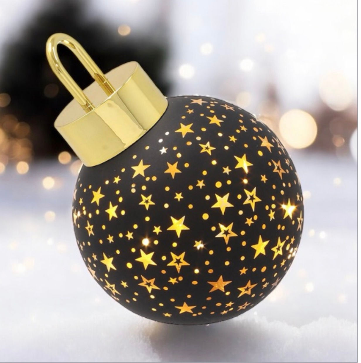 Bright Christmas LED Bauble Black Medium