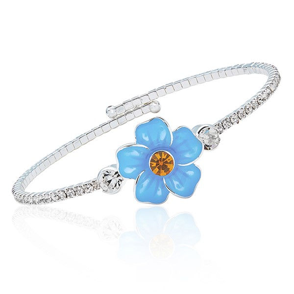 Equilibrium Forget Me Not Framed Silver Plated Bangle 349503