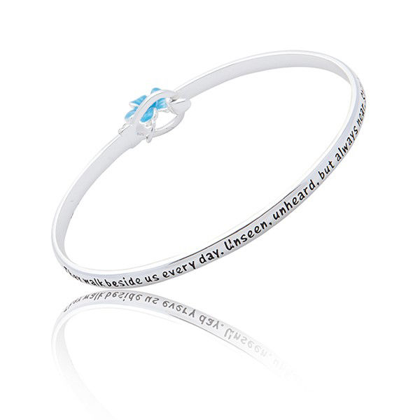 Thumbnail: Forget Me Not Silver Plated Message Bangle