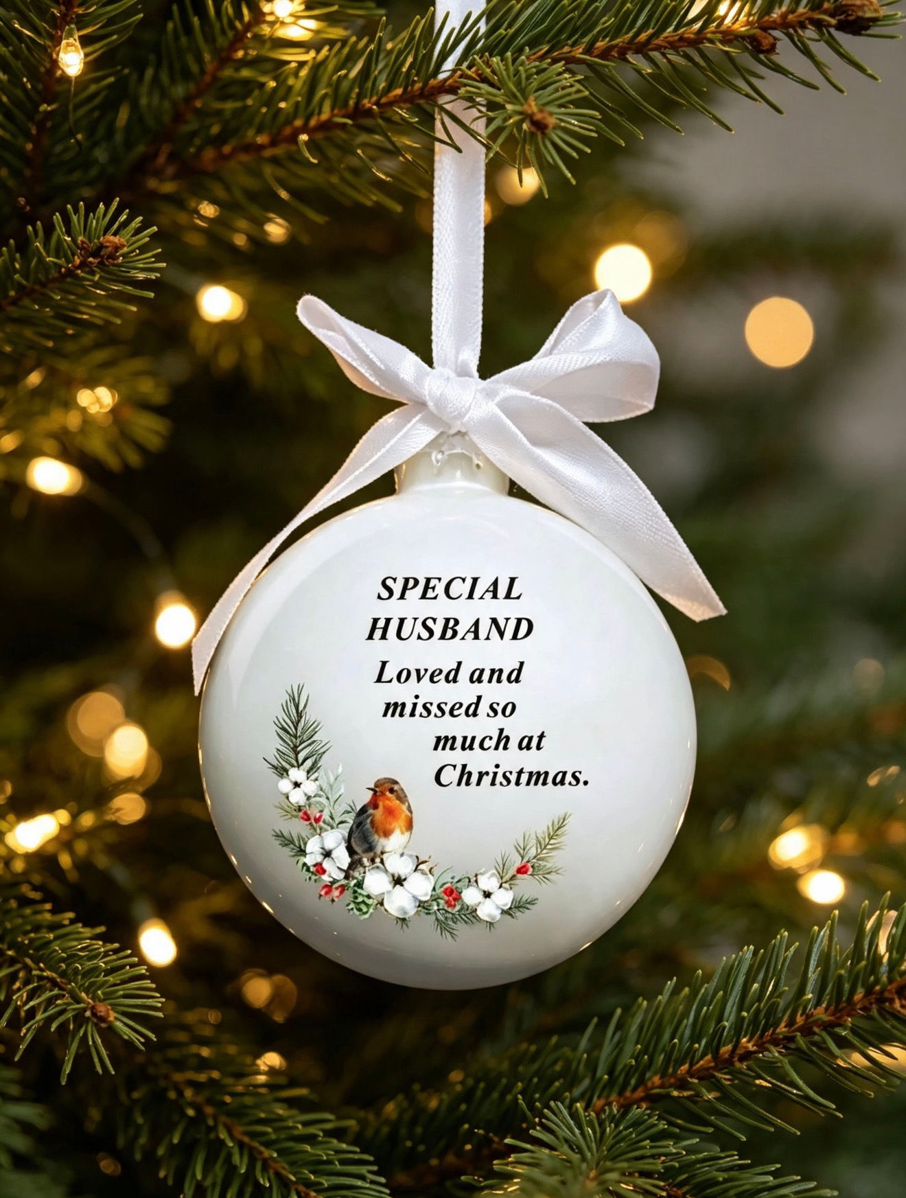 Robin Glass Memorial Bauble - Husband