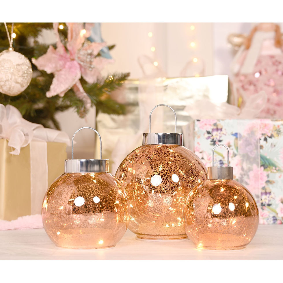 Thumbnail: Light Up Glass Bauble Decoration 13cm Rose