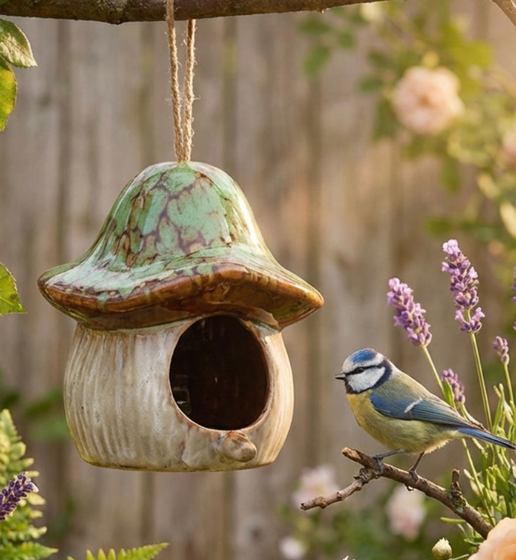 Magical Mushrooms Bird Feeder Green